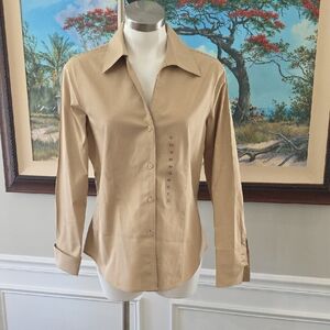 Jones New York Women's Tan Button-Down Shirt
